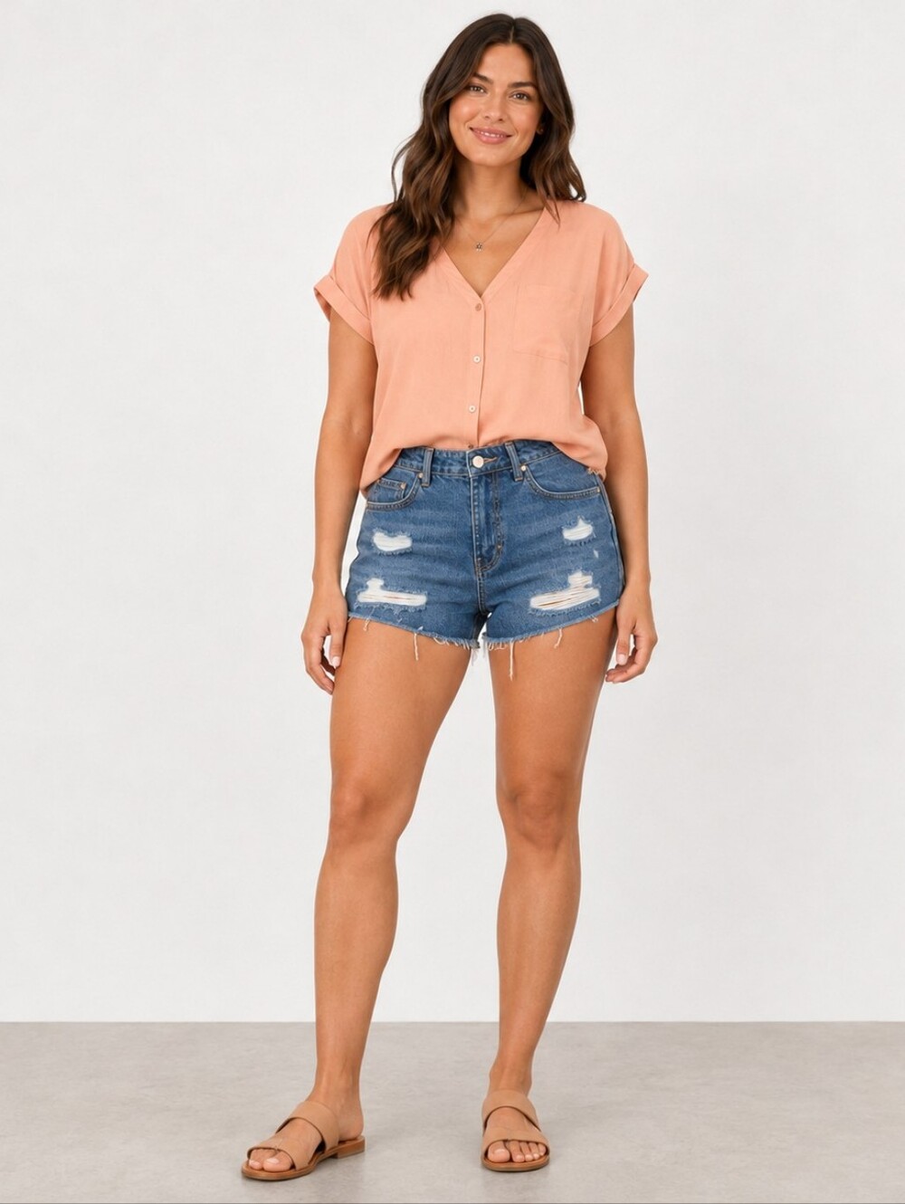 Blue Age High Rise Distressed Denim Shorts NWT Size Large